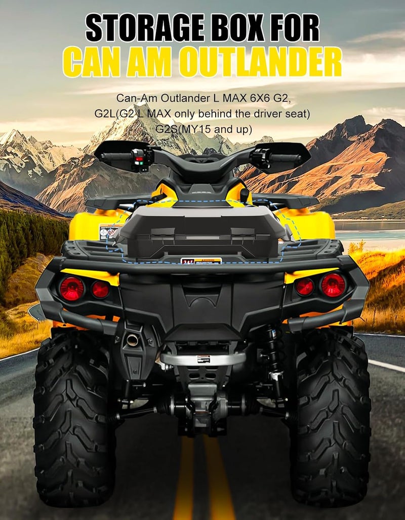 XATVXUTV Removable Cargo Storage Box for Can Am Outlander, 2 GAL(7.5L) Front Rear Storage Bin Waterproof Back Seat Rack Box for Can-Am Outlander L MAX 6X6 Accessories, ATV Replace OEM #708200408 - Image 2